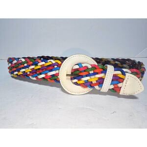 Capezio Leather Belt Argentina Rainbow Braided Multi-Color Woven S/M Colorful